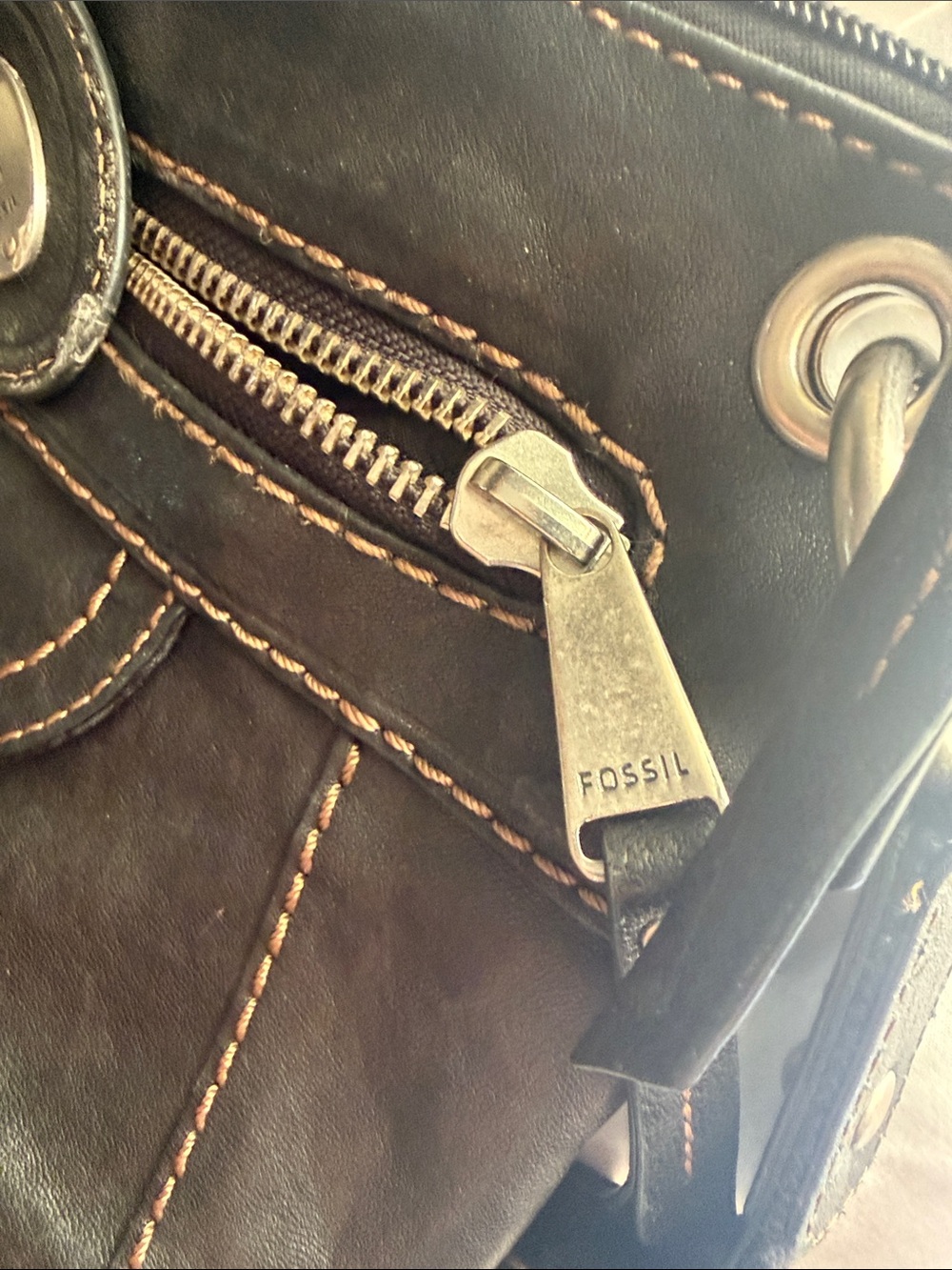 Fossil Black Liberty Leather Crossbody Bag with Silver Hardware - Picture 3 of 4